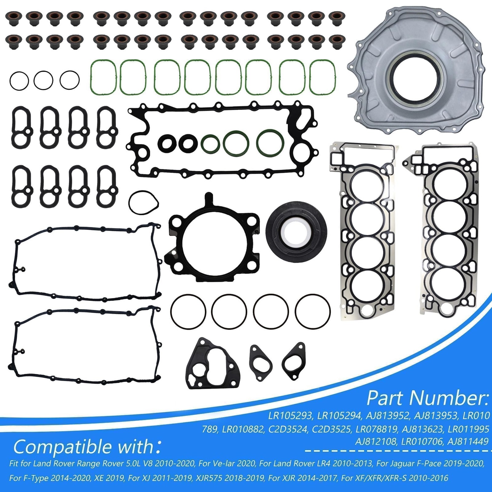 Engine Cylinder Head Gasket Set AJ133 Fits for Jaguar XJ XF/XFR/XFR-S 2010-20…