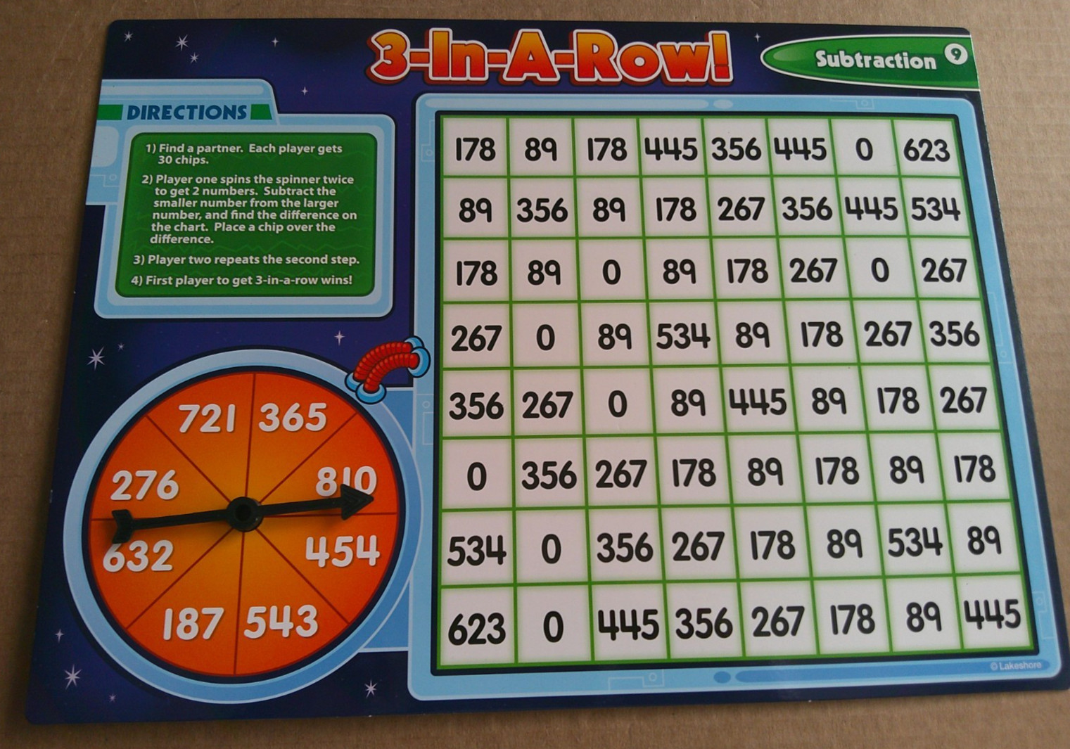 Lakeshore Learning – 3-in-A-Row! Multilevel Math Game – Subtraction # FF547