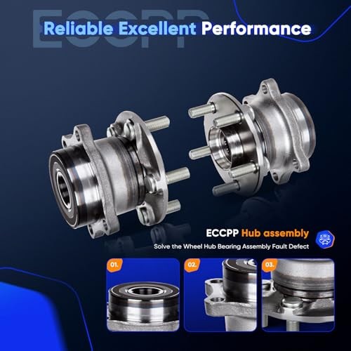 ECCPP Replacement for Pair of 2 New Complete Rear Wheel Hub Bearing Assembly for