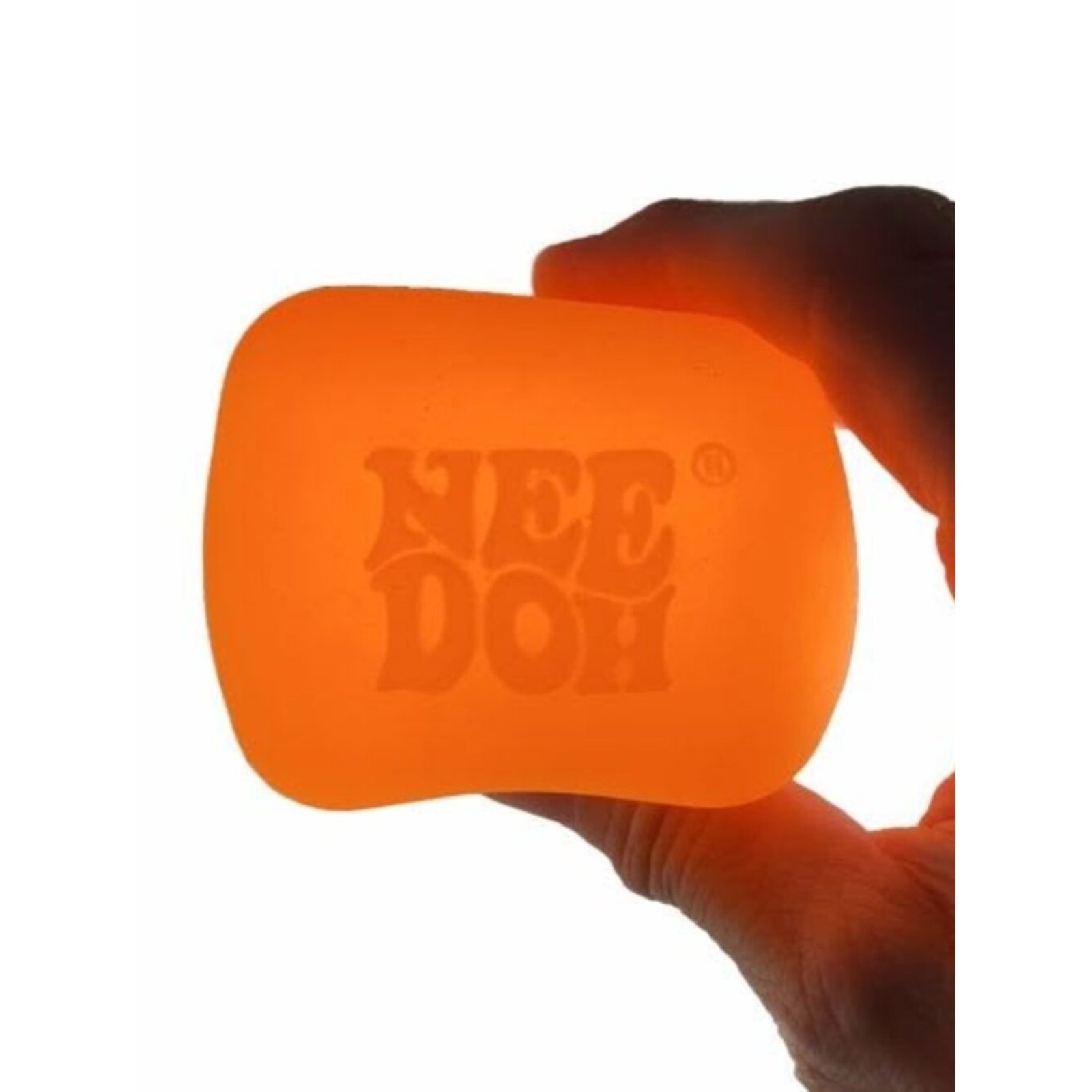 NeeDoh Nice Cube Glow – ORANGE, 1 pc-Super Solid Squish Fidget Sensory Toy – NIB