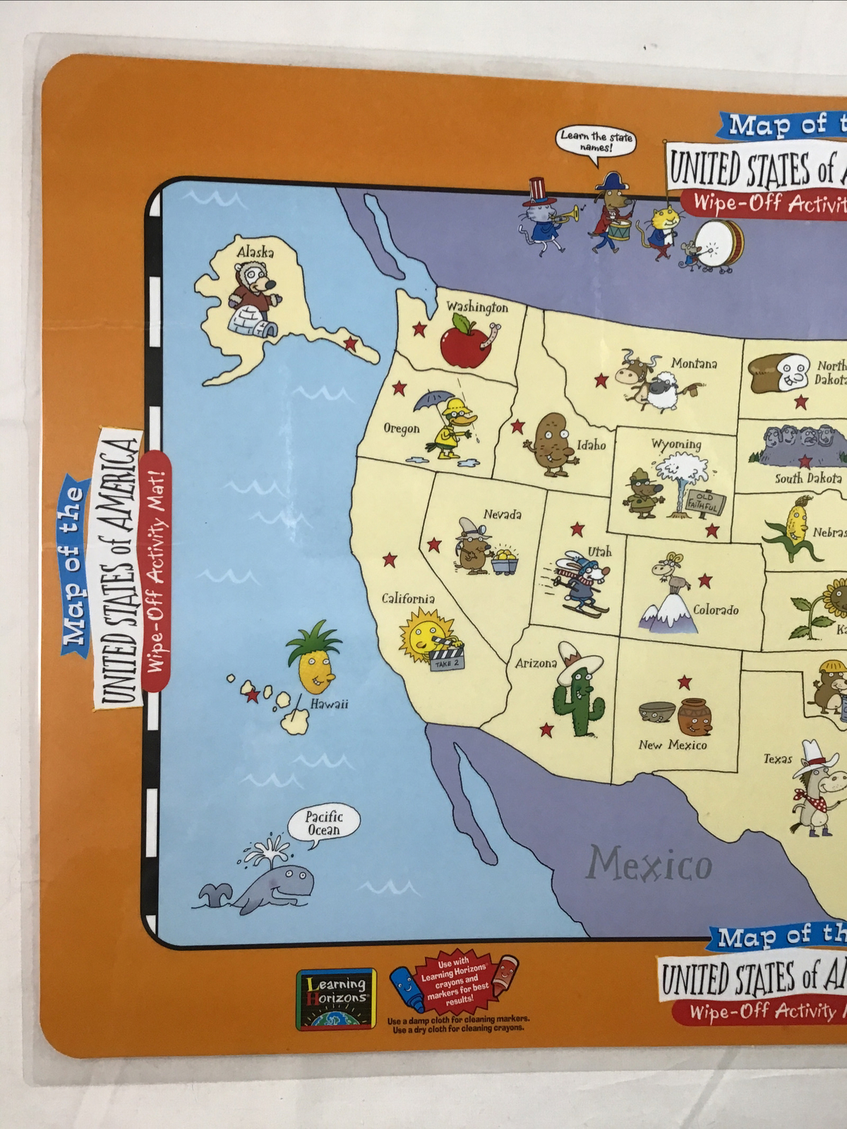 Map of the United States of America Wipe Off Activity Mat Learning Horizons