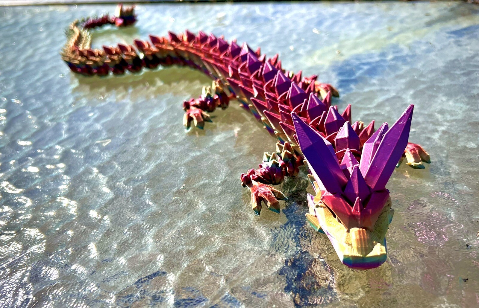 Crystal Dragon 3D Printed 24” Flexi Articulated Fidget Toy