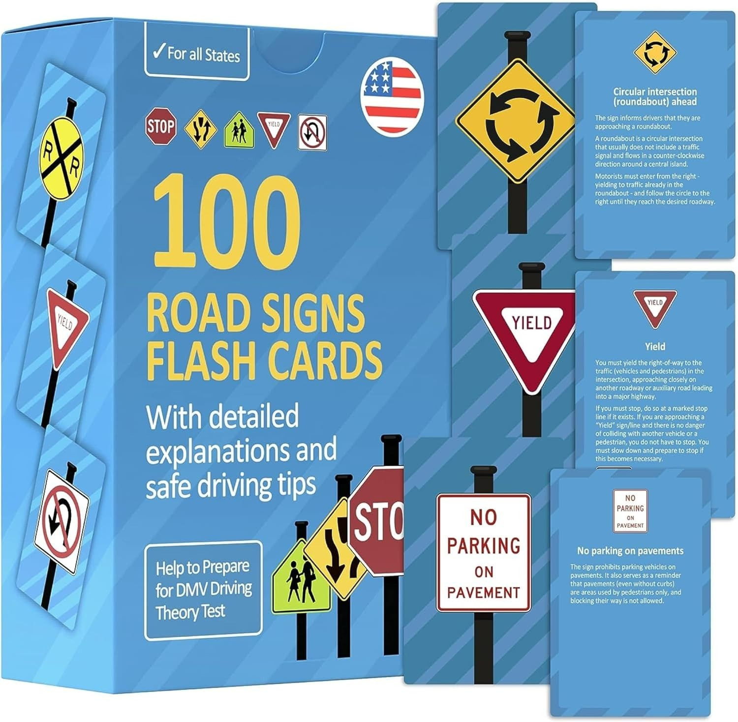Comprehensive Road Sign Flash Cards – Includes Safe Driving Tips & Handbook