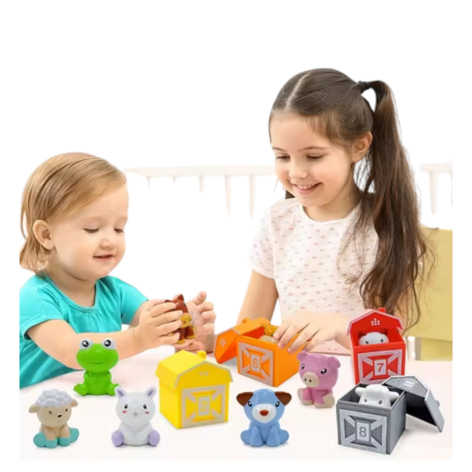 Toddler Farm Animal Learning Toy Counting Color Sorting Finger Puppets 5pcs