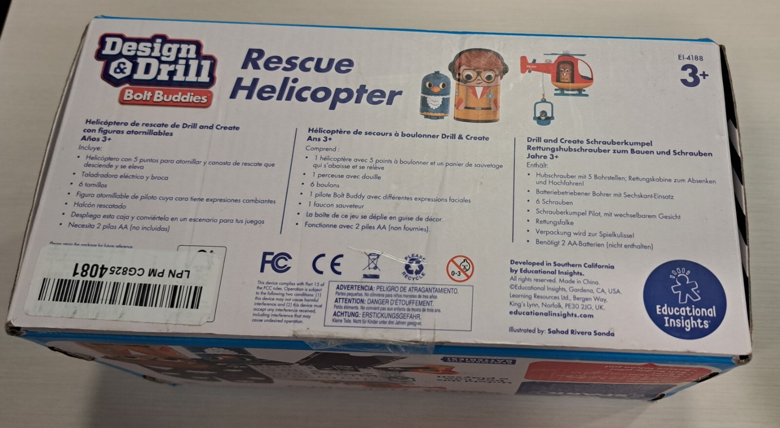 Educational Insights Design & Drill Bolt Buddies Rescue Helicopter Toy Set