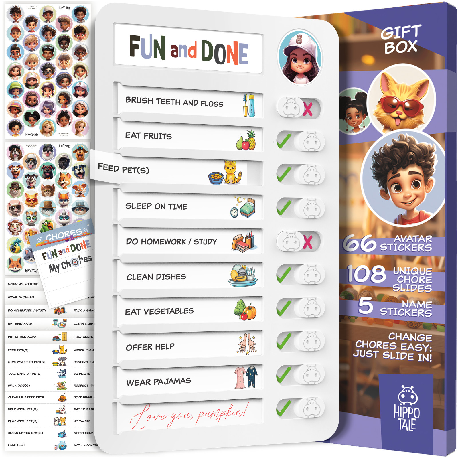 Magnetic Chore Chart for Kids – Daily Routine Chart, Visual Schedule Checklist