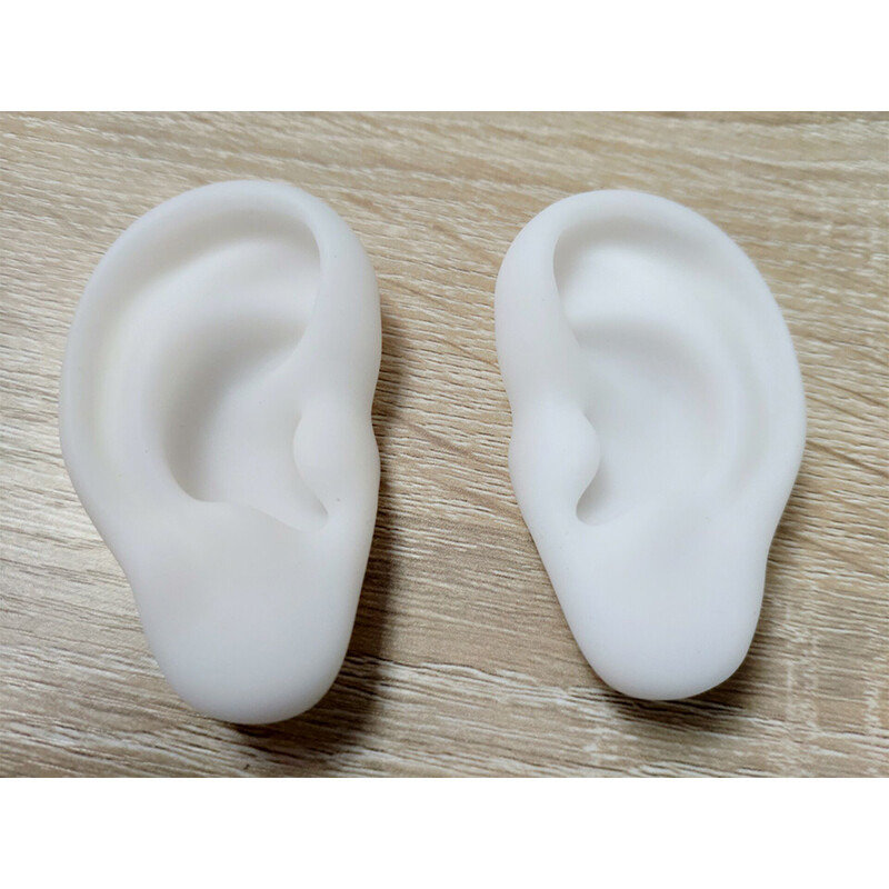 1 Pair Ear Model Silicone Ear Acupuncture Practice Model Right and Left Teaching