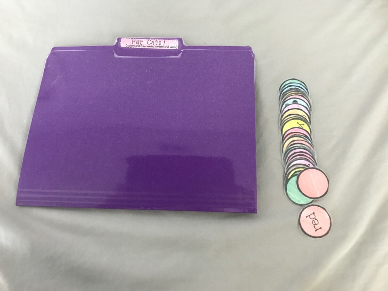 fat Cats! Color number words! Grade K language arts file folder game teacher