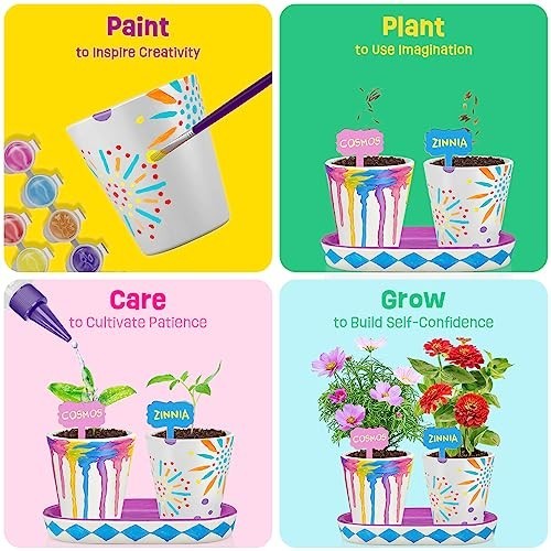 4 Set Paint & Plant Flower Gardening Kit – Gifts for Girls Ages 8-12, Arts…