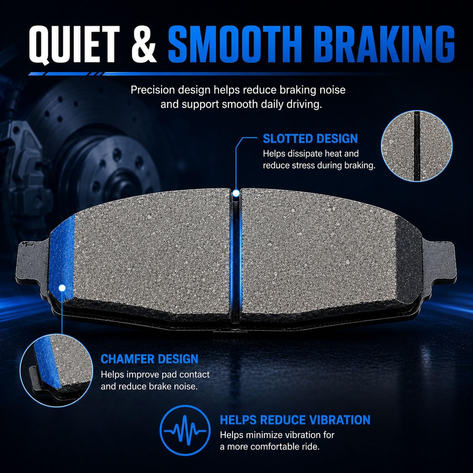D1879 D2076 Front Rear Ceramic Brake Pads Set Fit For 2019-2021 Toyota RAV4,F…