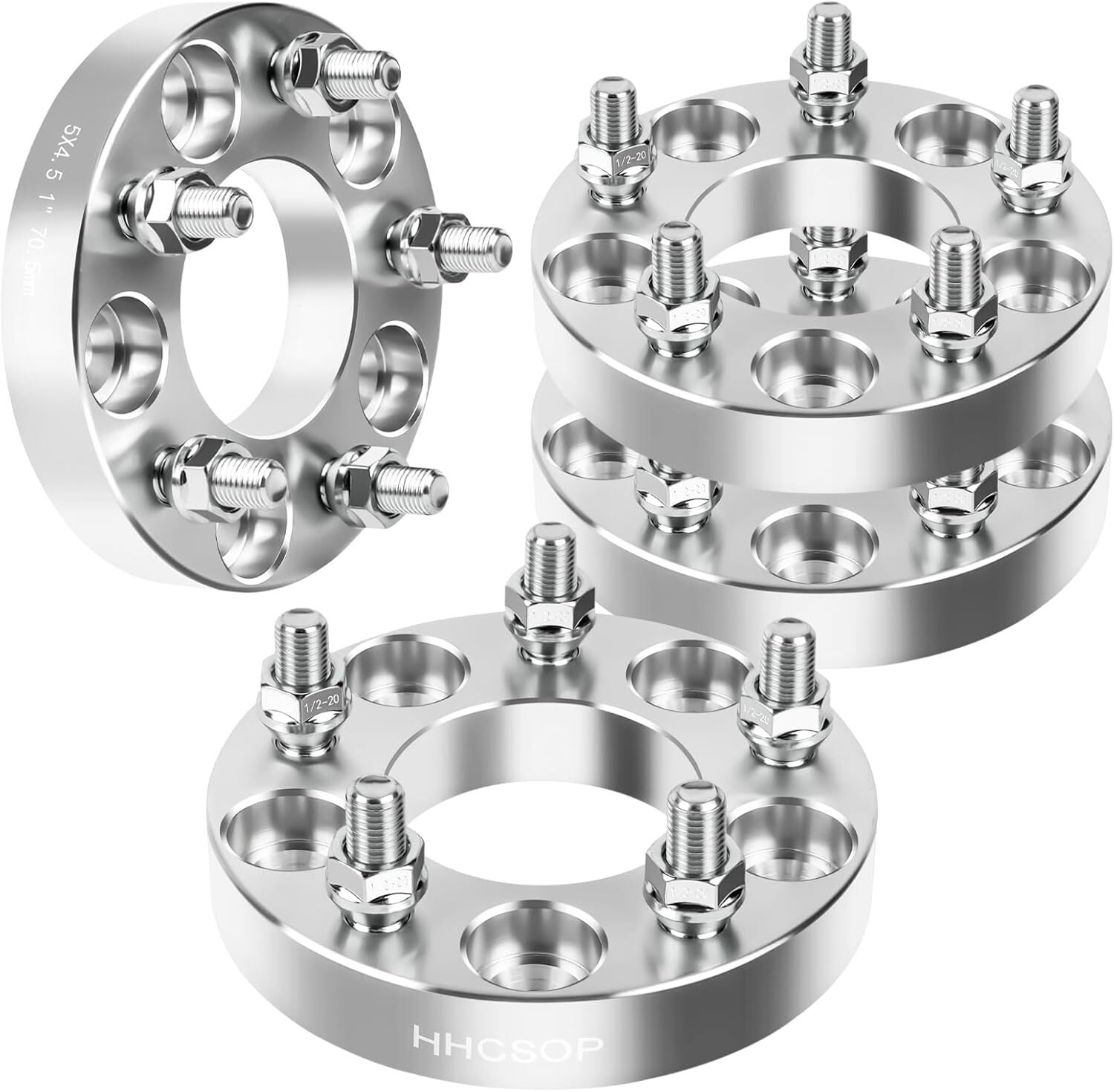 HHCSOP 5×4.5 1″ Wheel Spacers, 4PCS 5×114.3mm Wheel Adapters with 1/2″-20 Studs