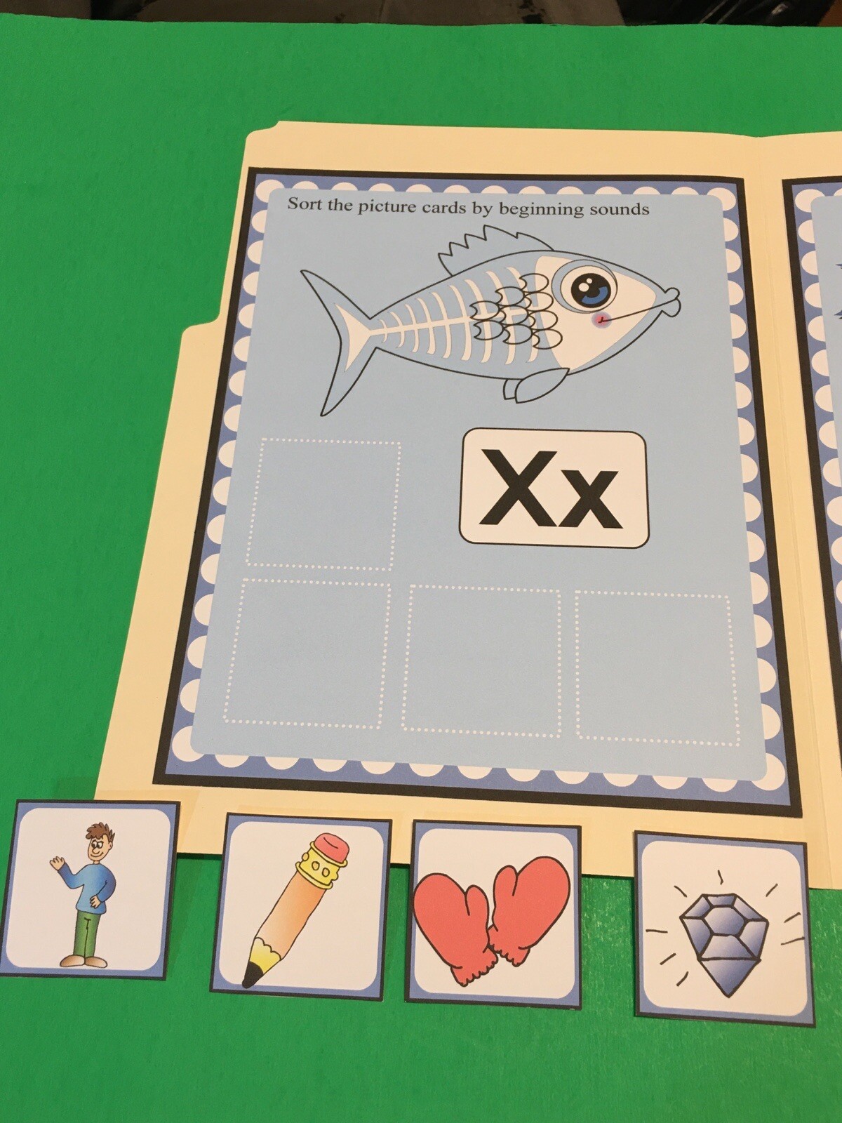 Xavier X-rayfish Letter Xx – DIY File Folder game – Printed / Uncut