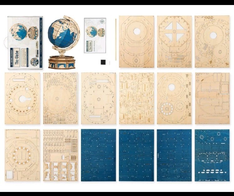Hands Craft DIY 3D Wooden Puzzle Globe Earth Model, ST002