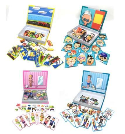 Kids Puzzle Mix & Match Magnetic Book Character Series Figures Face Toy Set A11