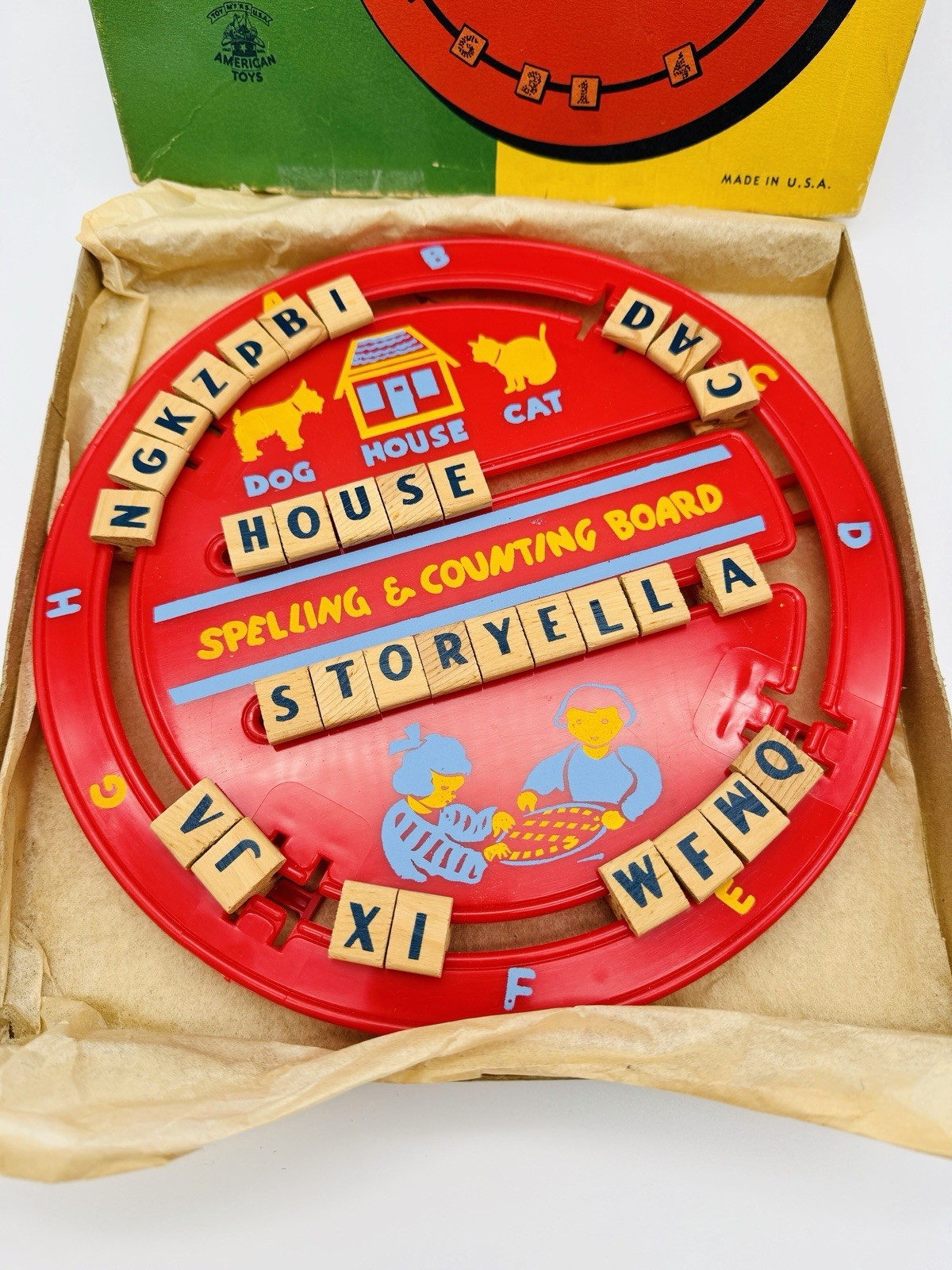 Spelling & Counting Board Alphabet Numbers by American Toys Made In USA Plastic