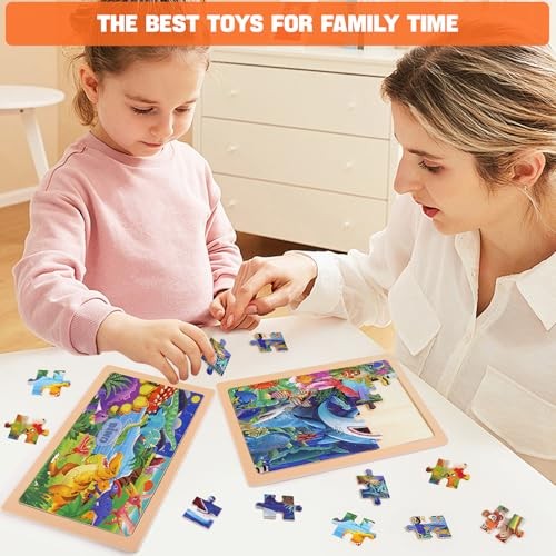 4 Packs 24 PCs Wooden Puzzles for Kids Ages 3-5, Montessori Toddler Animal