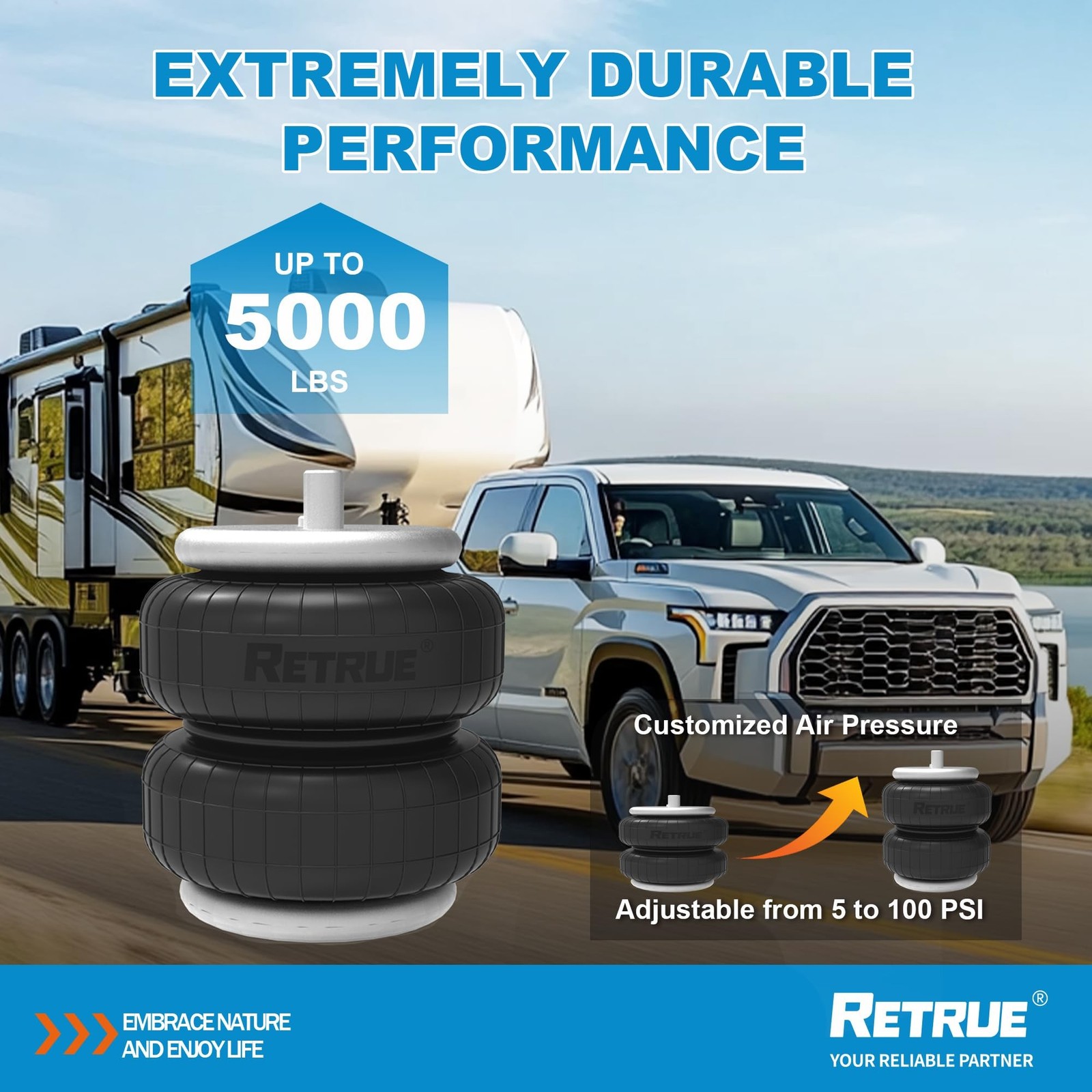 RETRUE Rear Air Bags Suspension Kit for Toyota Tundra 2007-2021 Truck Towing,…