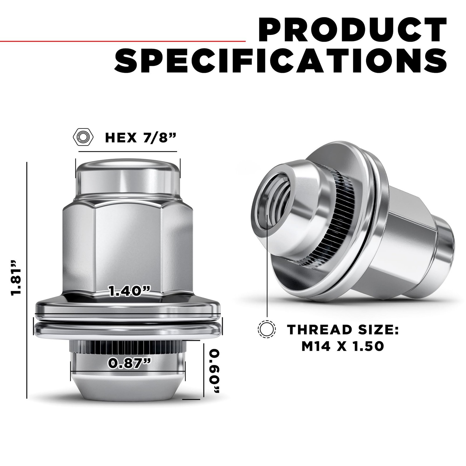White Knight M14 x 1.50 Thread Lug Nut for Toyota Land Cruiser/Sequoia/Tundra…