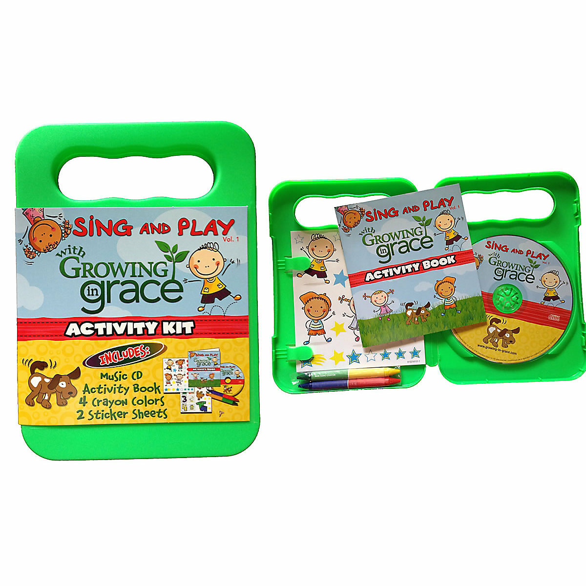 Sing And Play Growing In Grace Preschool Kit CD Book Crayons Stickers Vol 1