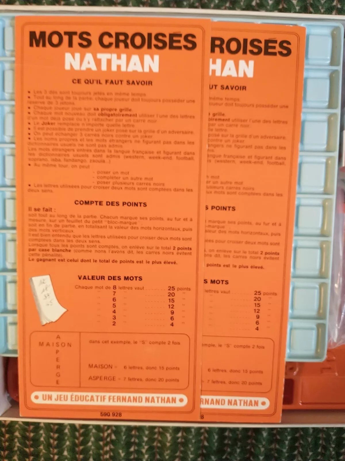 VTG Nathan Board Crossword Game Educational Family Ref 590928 French Class EUC