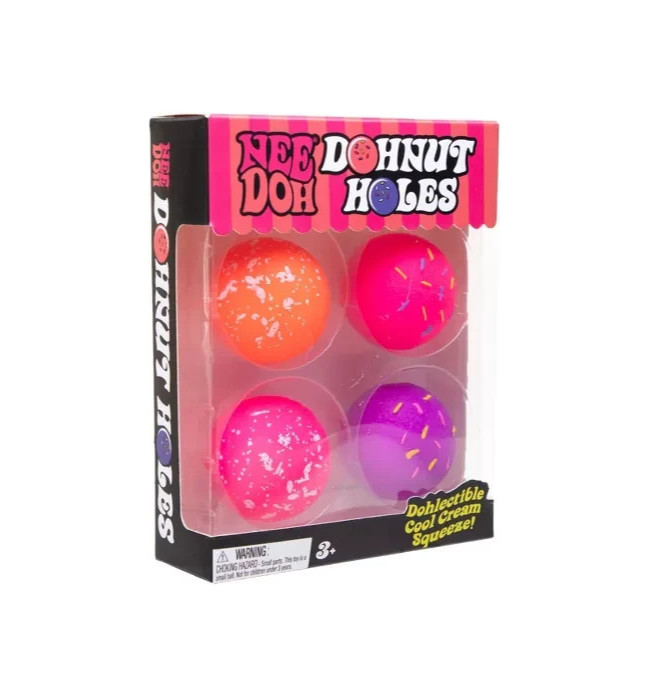 Authentic NeeDoh DohNut Holes Squishy Fidget Sensory Toy 4 Pack Multicolor Set