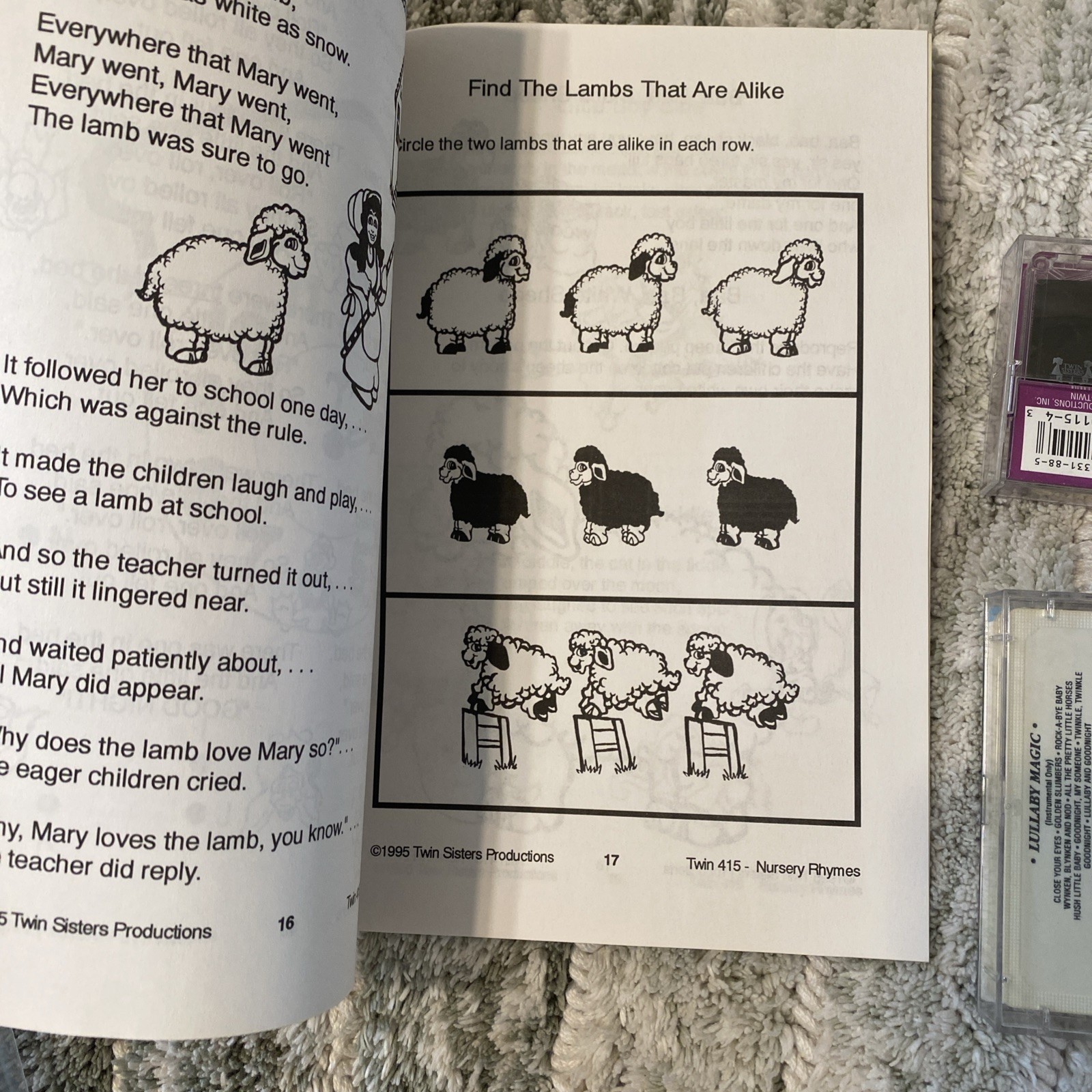 1995 Twin Sisters Productions Cassette Books Farm Animals Nursery Rhymes