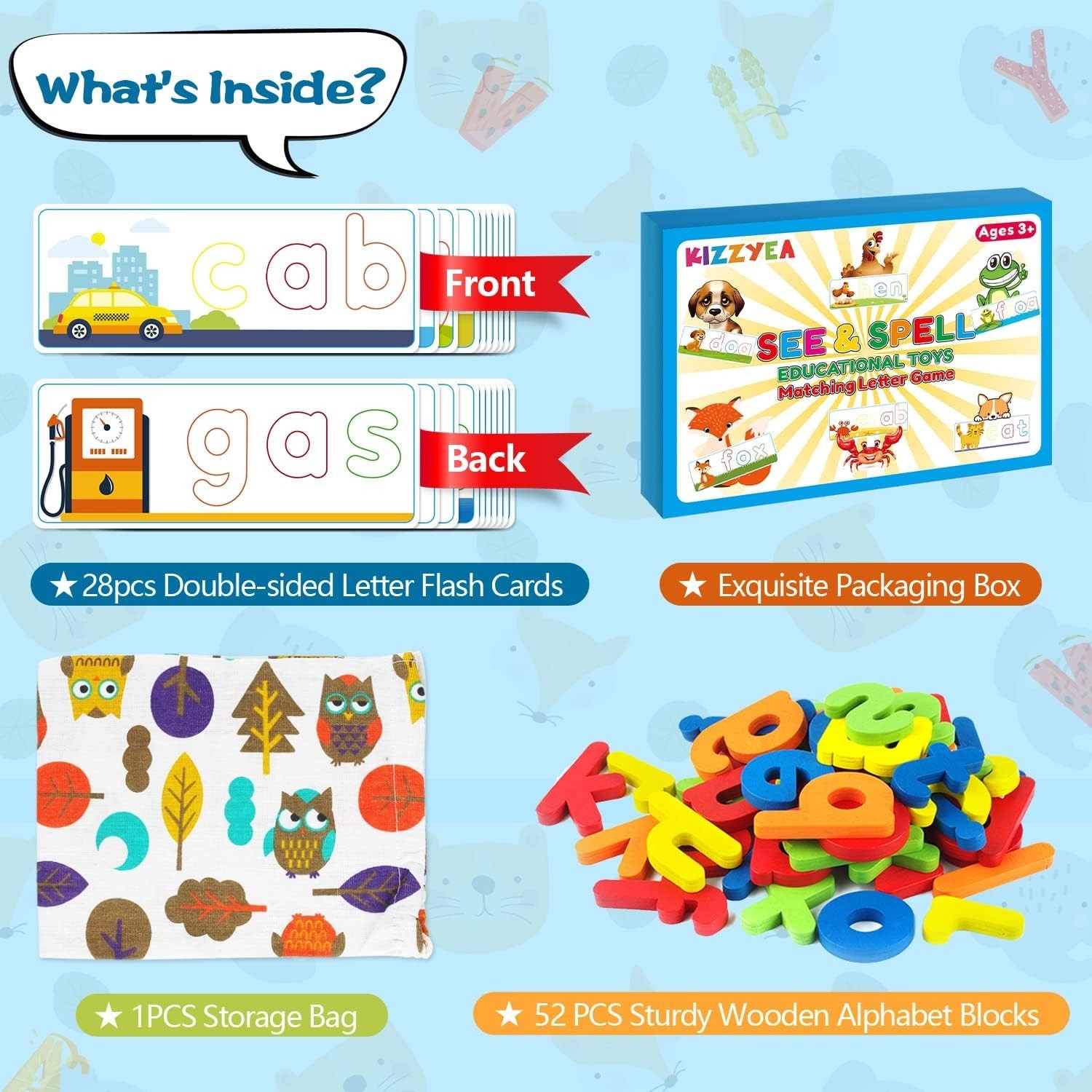 Learning Educational Toys for 2 3 4 5 6 Years Old Boys Girls, See & Spell Mat…