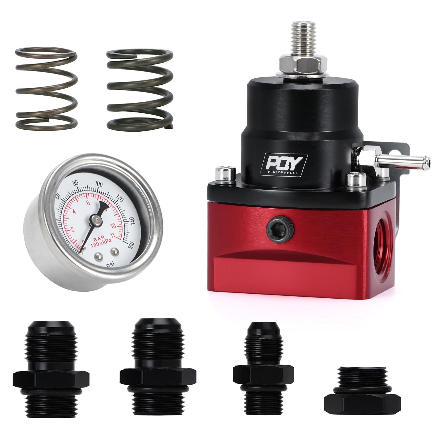 Adjustable EFI Fuel Pressure Regulator Kit 3-70PSI AN8 AN6 Feed Port Universal