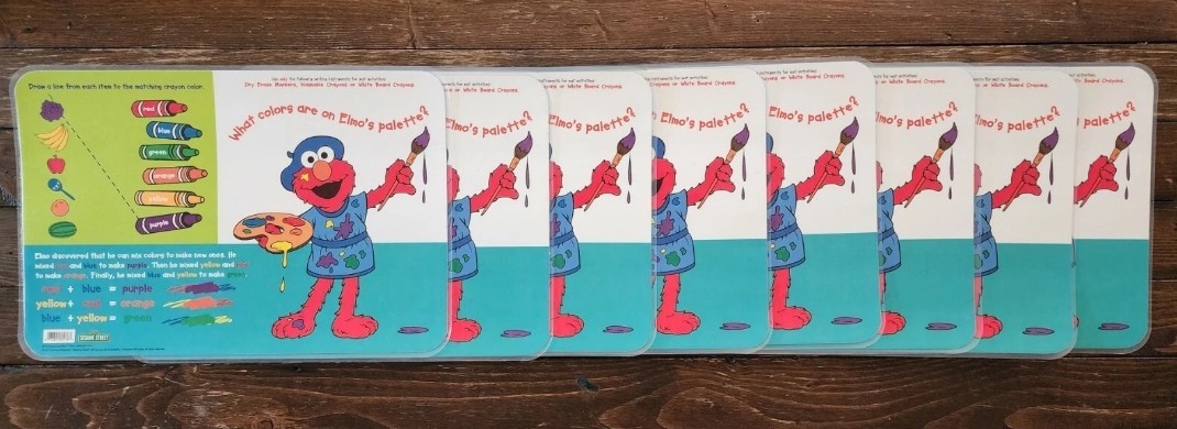 Sesame Street Colors Educational Learning Activity Placemats Set Of 8