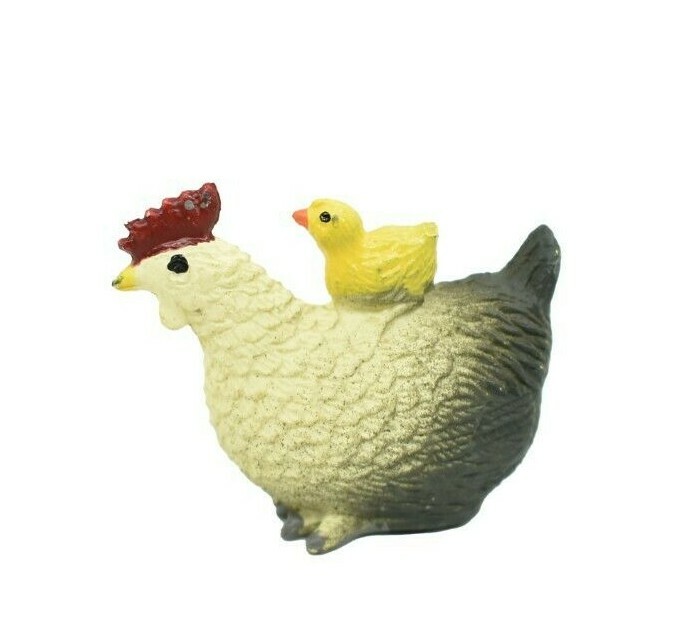 Chicken, Hen with Chick Realistic Toy Model Plastic Barn Farm Animal 1.4″ F4256