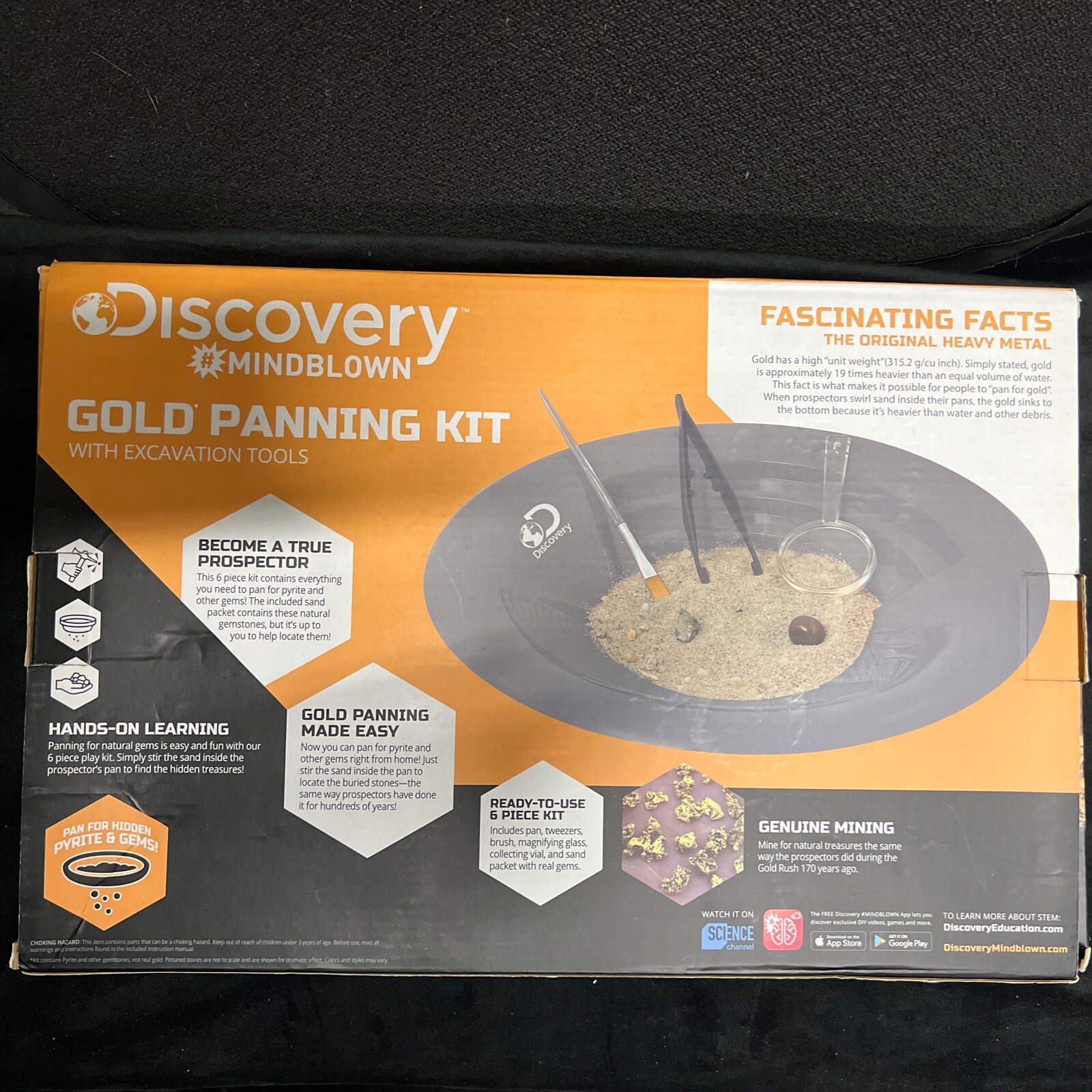DISCOVERY MIND BLOWN GOLD PANNING SCIENCE KIT WITH EXCAVATION TOOLS AGES 8+ NEW