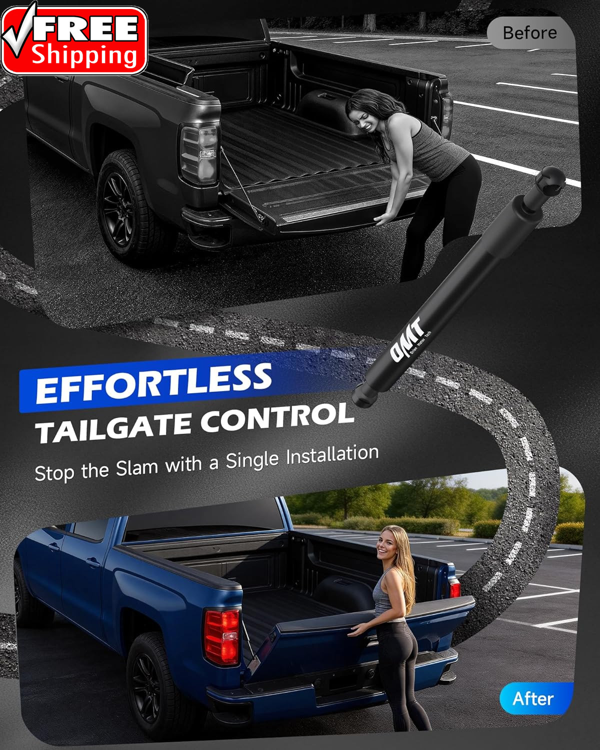 Truck Tailgate Assist Compatible with 2009-2025 Dodge Ram 1500 2500 3500, Pickup