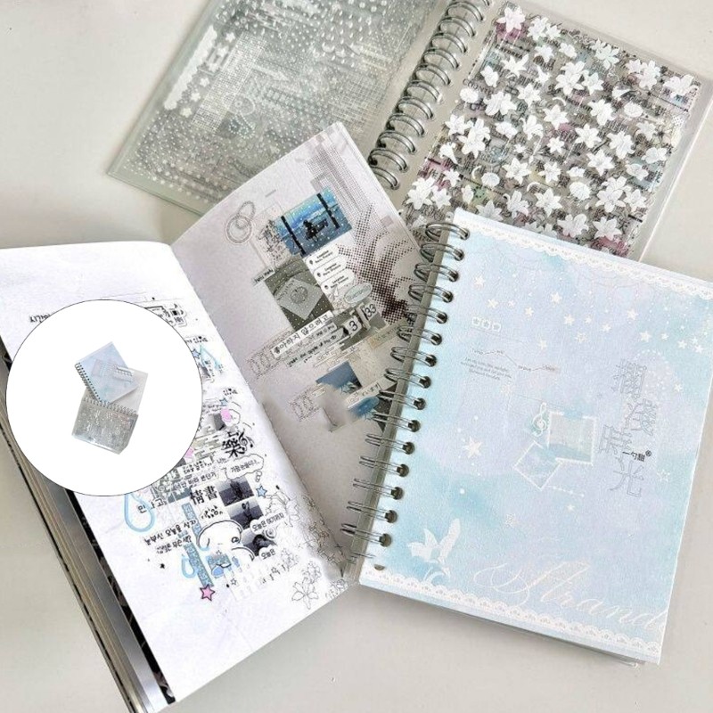 32 Sheet Clear Adhesive Die Cut Sticker Twin Coil Binding Sticker Book For Craft