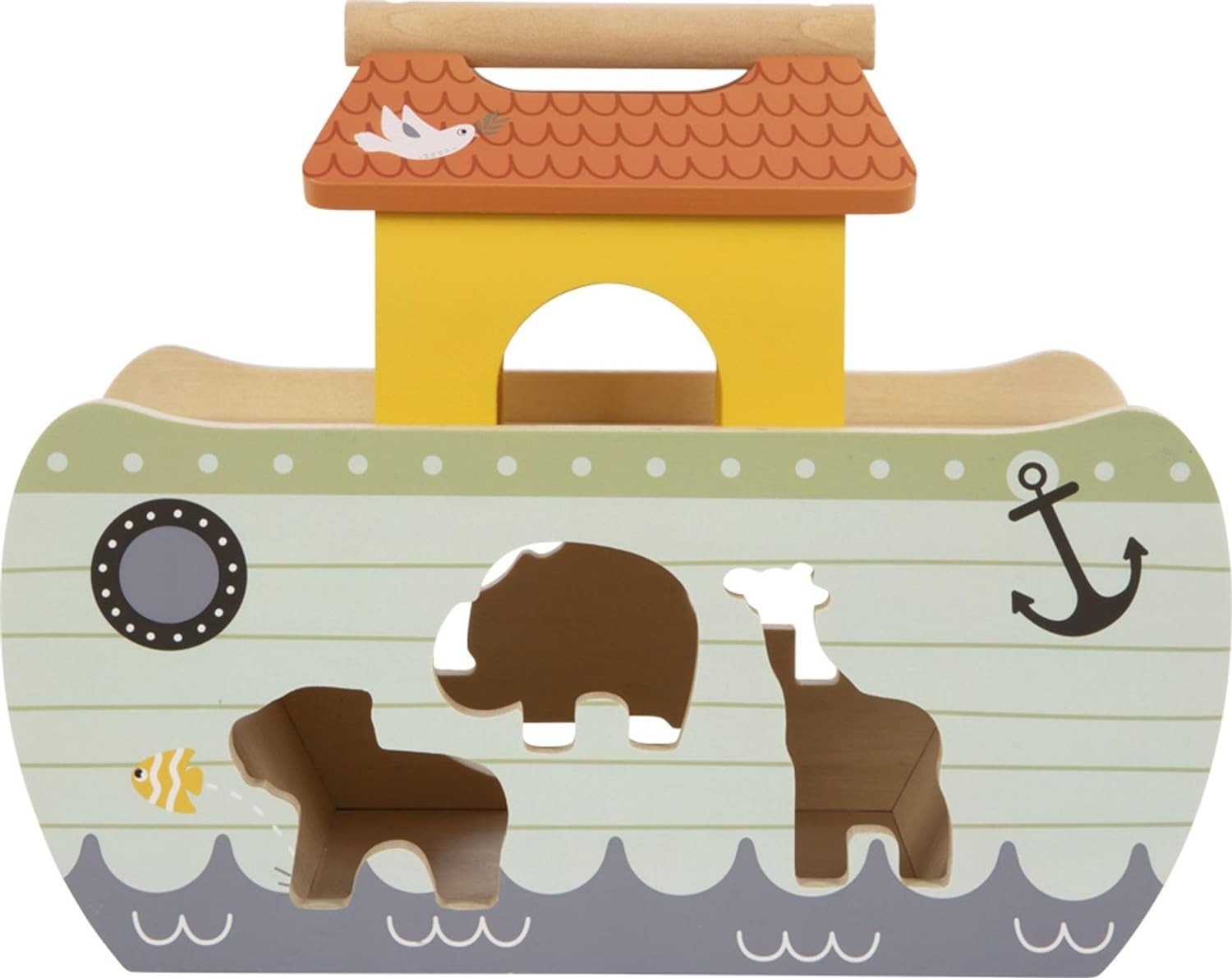 small foot Noah’s Ark Stacking Game Safari, Wooden Motor Activity Toy with 15 An