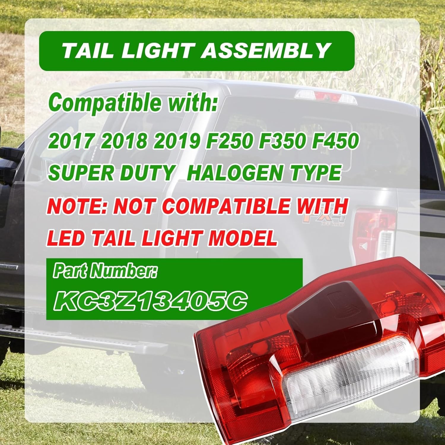 Halogen Tail Light W/Blind Spot Compatible with Ford F250 F350 Super Duty 201…