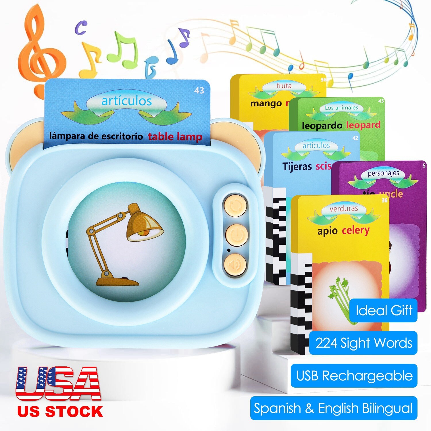 Toddler Toys Talking Flash Cards 224 Sight Words Pocket Speech English Toddlers