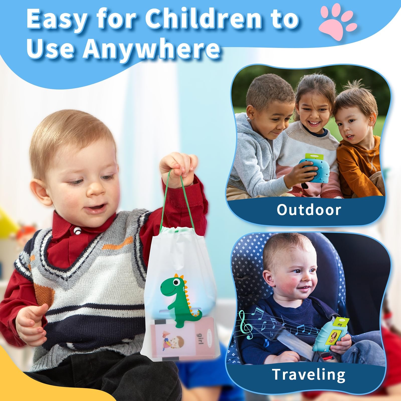 Toddler Toys Talking Flash Cards for 1 2 3 4 5 6 Year Old Boys and Girls, Aut…