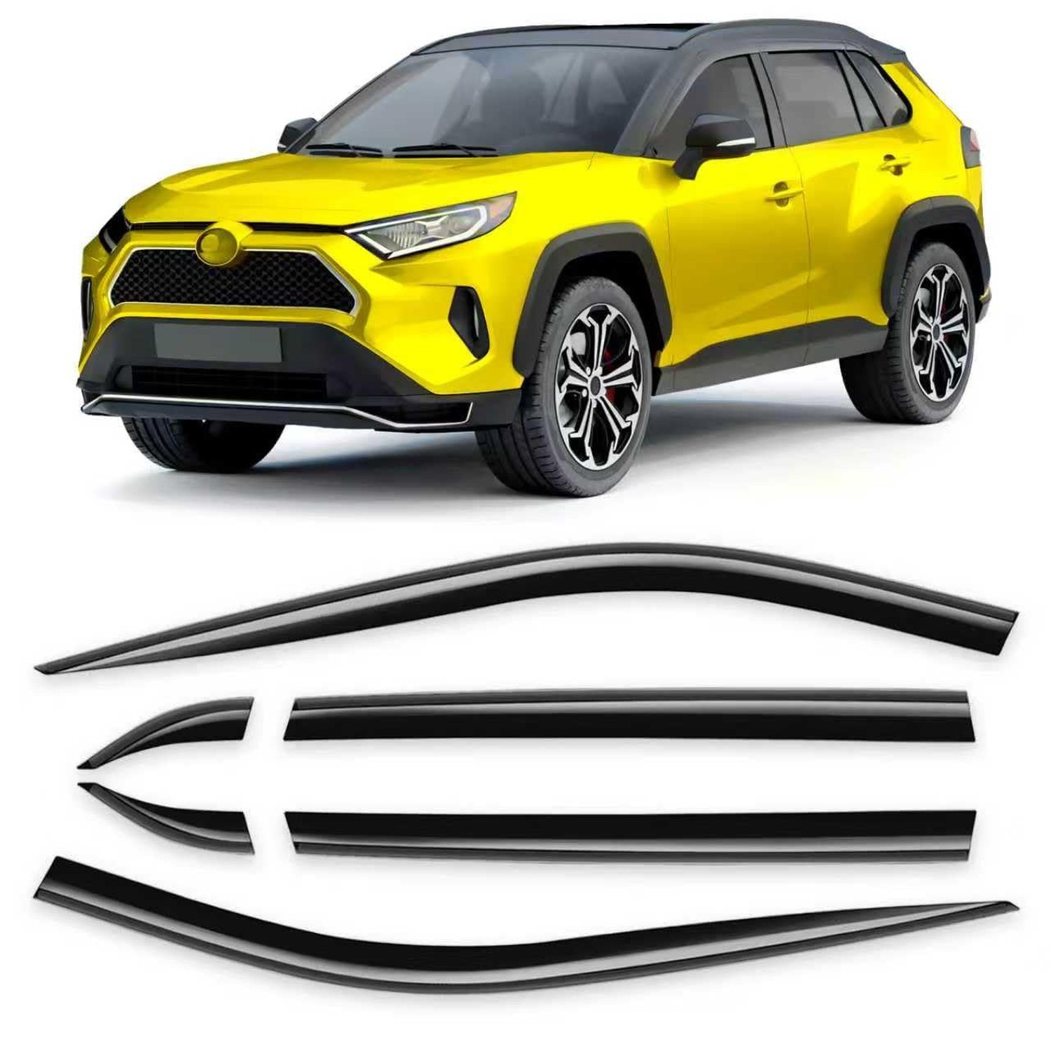 6-pcs Window Rain Guard for Toyota RAV4 2019-2025 RAV 4 Low-Profile Rain Guar…