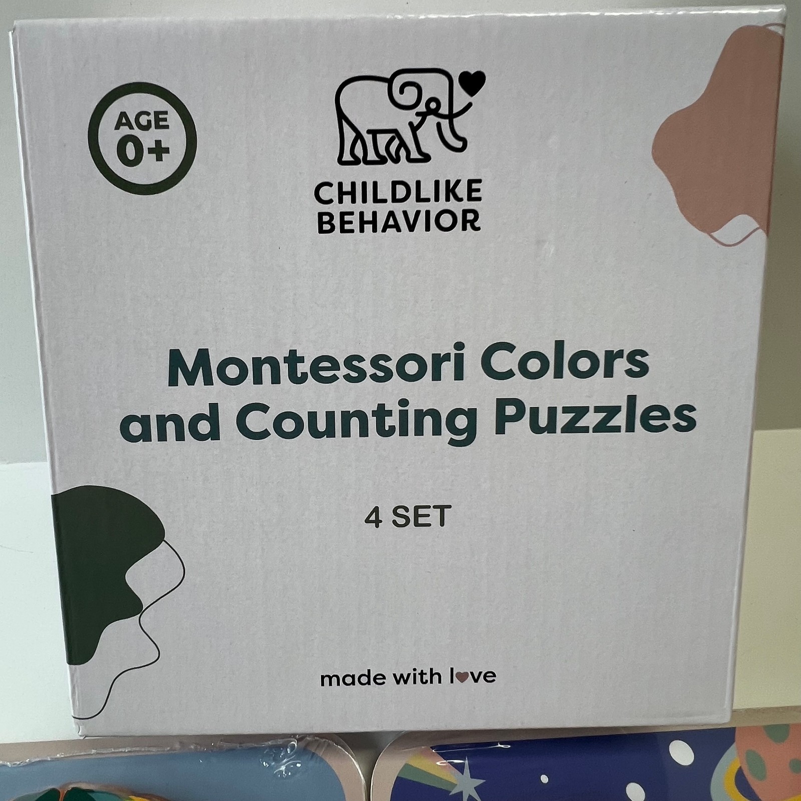 Montessori Wooden Toddler Puzzle Set Educational Toys for Ages 1-3 (4 Pack) new