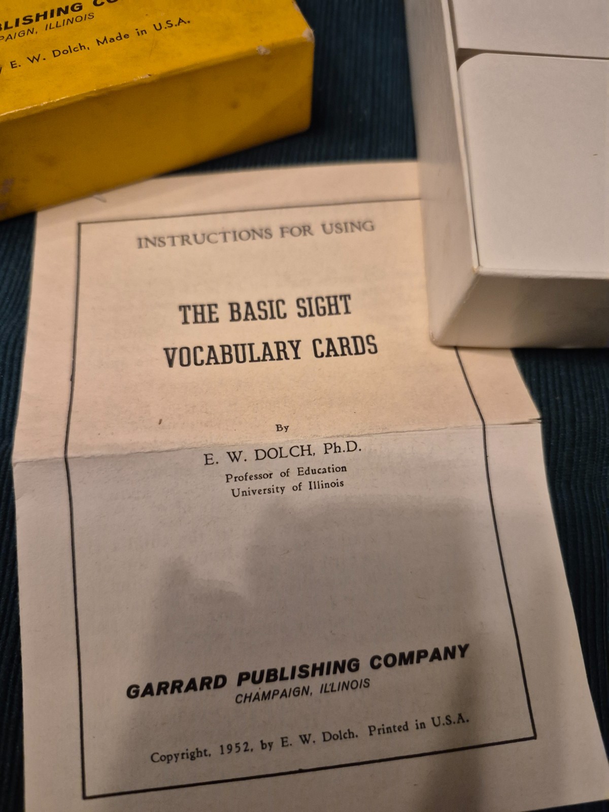 Vintage Basic Sight Vocabulary Cards By E.W. Dolch 1949 Garrard Press