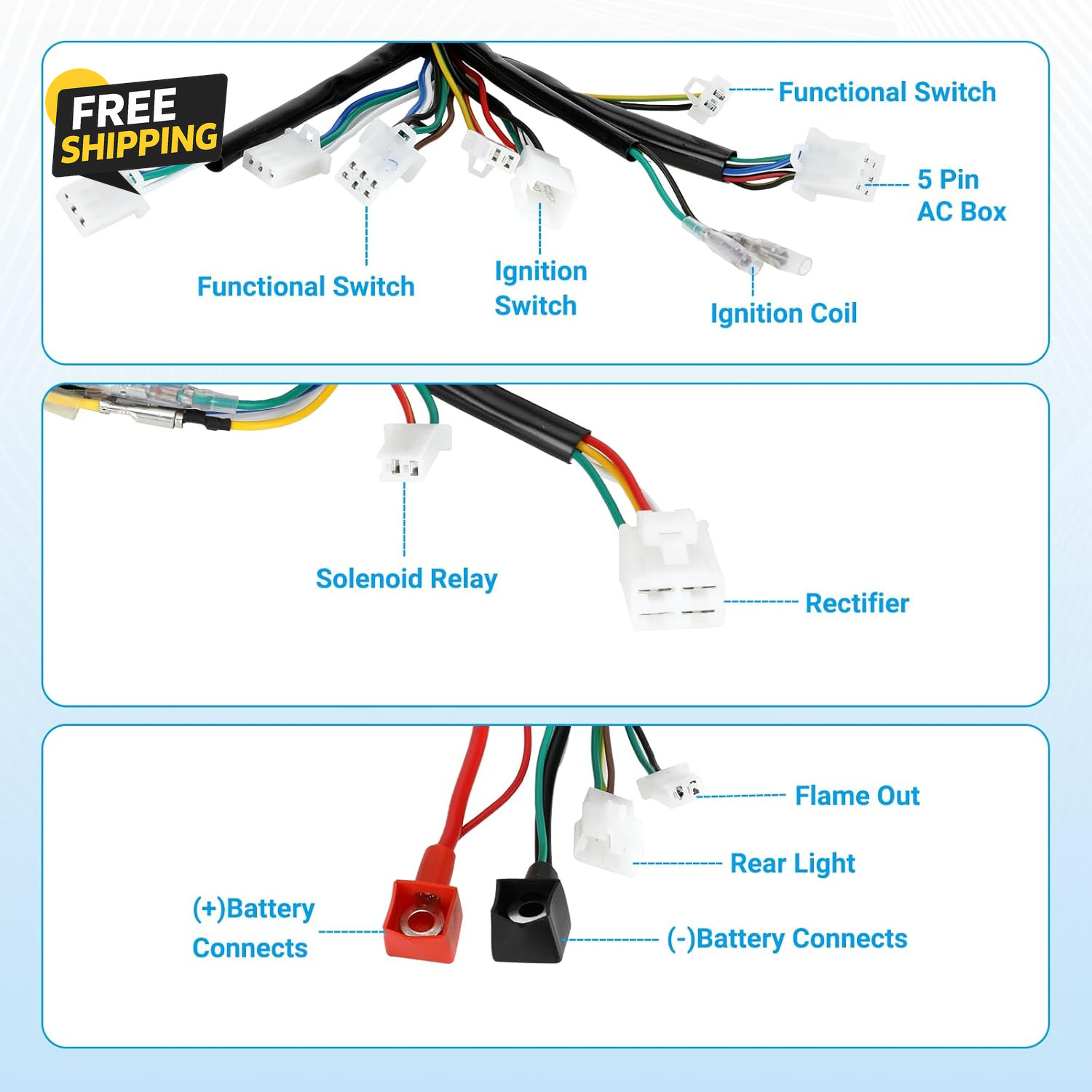Electric Wiring Harness Kit Compatible with Taotao Coolster 110Cc 125Cc
