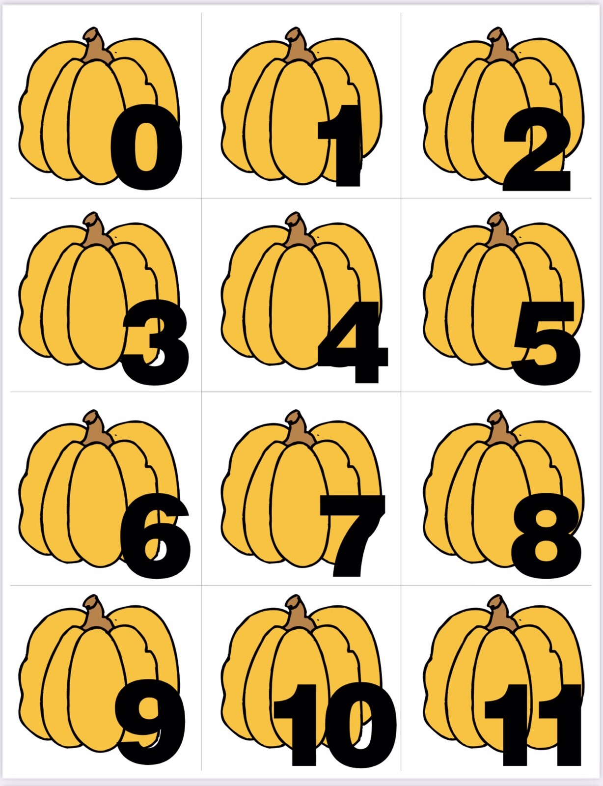 Pumpkins – Numbers 0-31 Pocket Chart Cards or Calendar Learning Resource – Math
