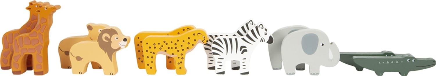 small foot Noah’s Ark Stacking Game Safari, Wooden Motor Activity Toy with 15 An