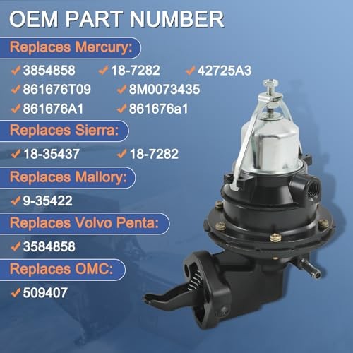 CARMOCAR Fuel Pump Mechanical 8M0073435 replacement for Mercruiser Mercury 120