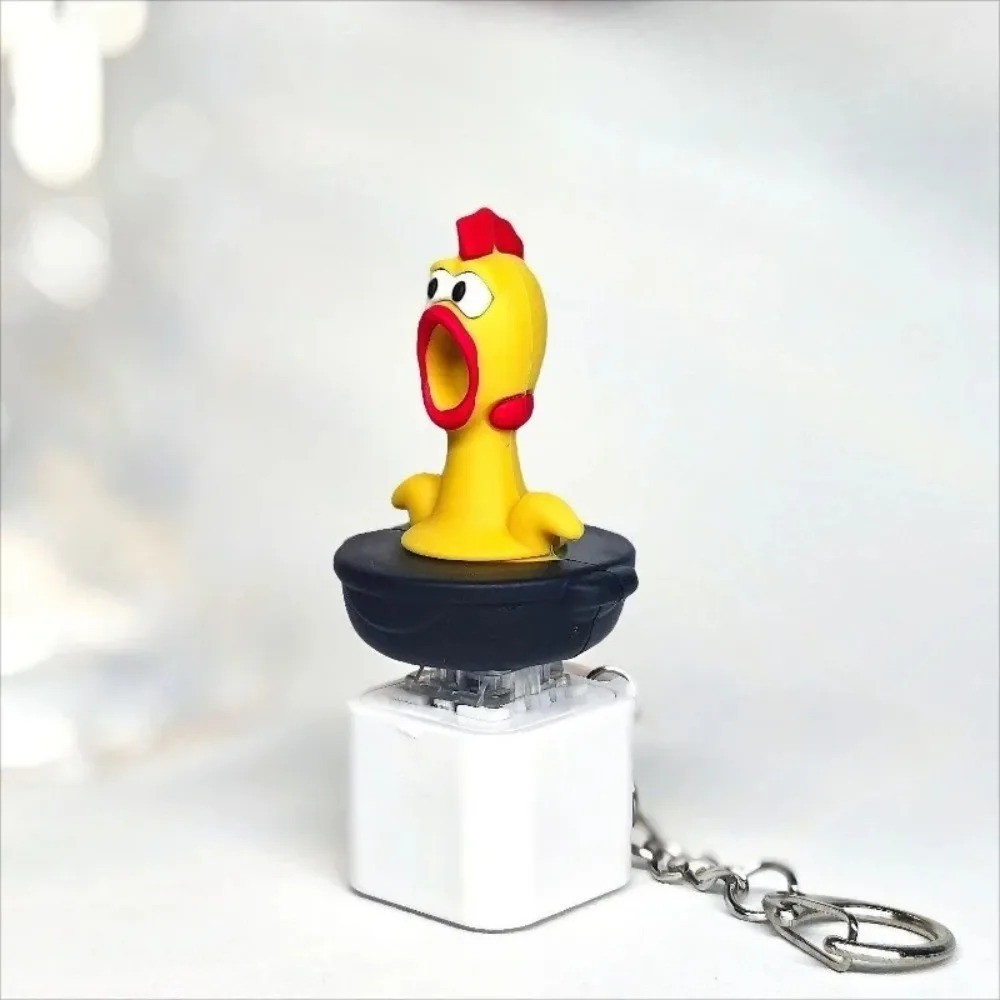 Funny Screaming Chicken Keychain Sound Light Press Button Fidget Toy Gift
