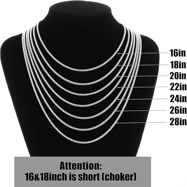 Cross Necklace for Men, Silver/Gold/Black Mens Cross Necklaces with 2.5mm