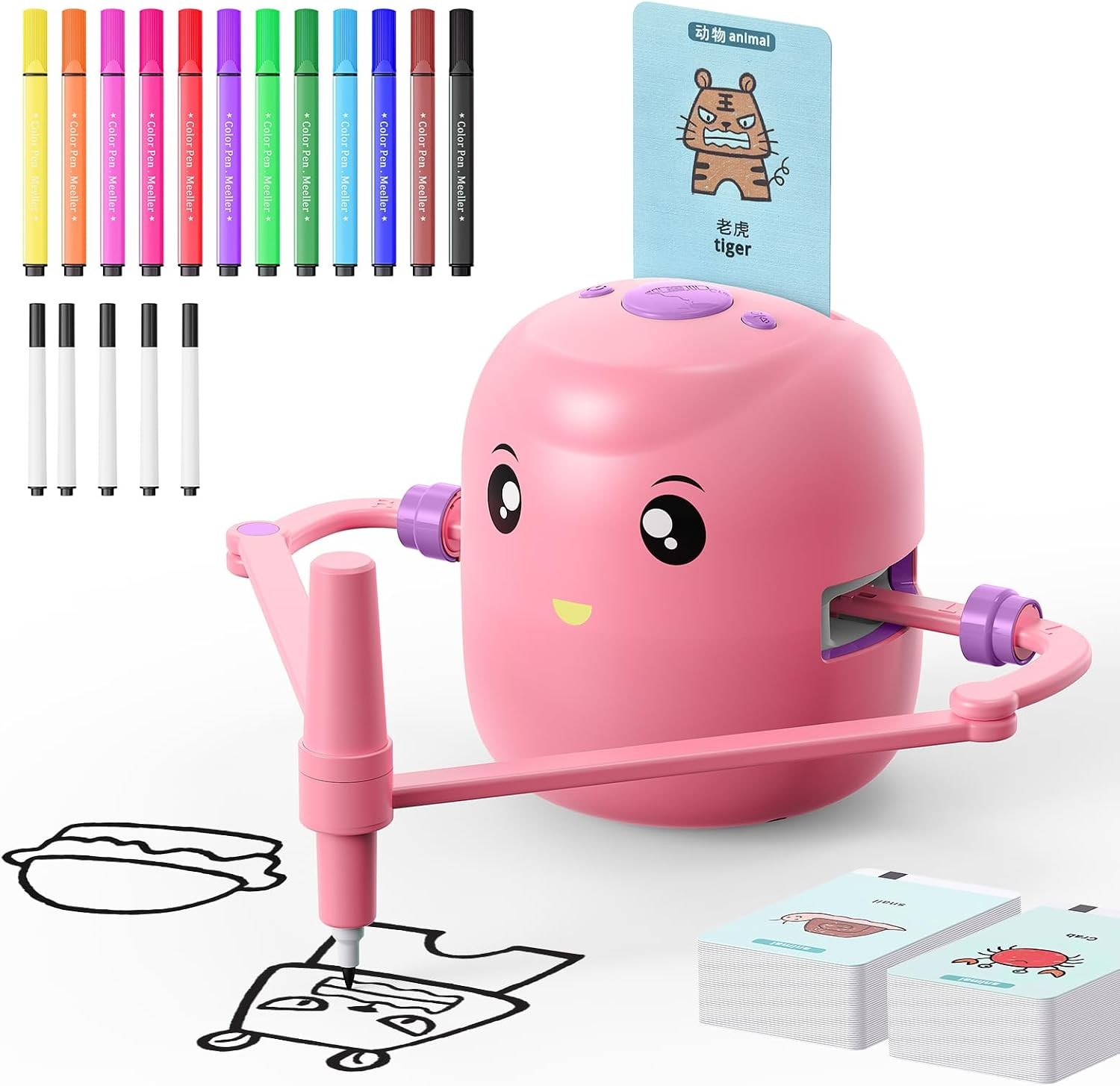 Interactive Educational Drawing Robot Montessori Learning Toy 150 Word Cards