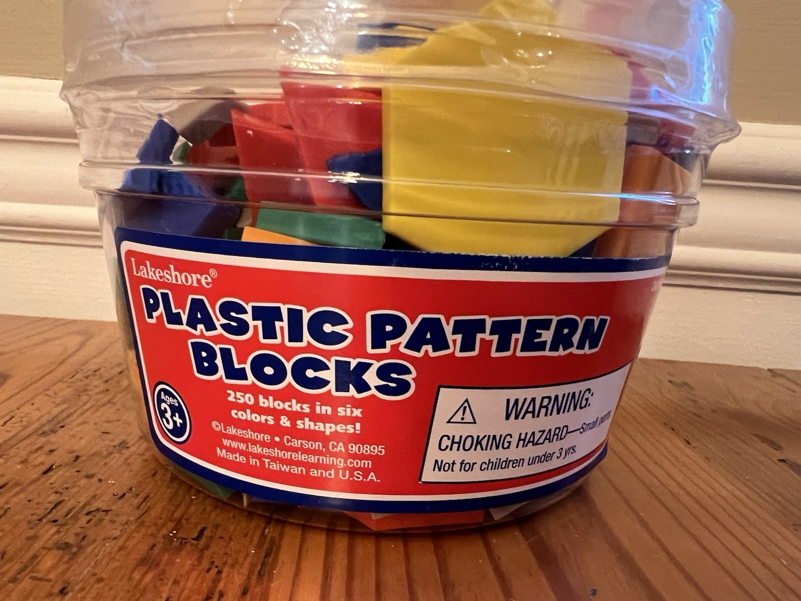 Lakeshore Learning 250 Plastic Pattern Blocks 6 Colors And Shapes Age 3+ New