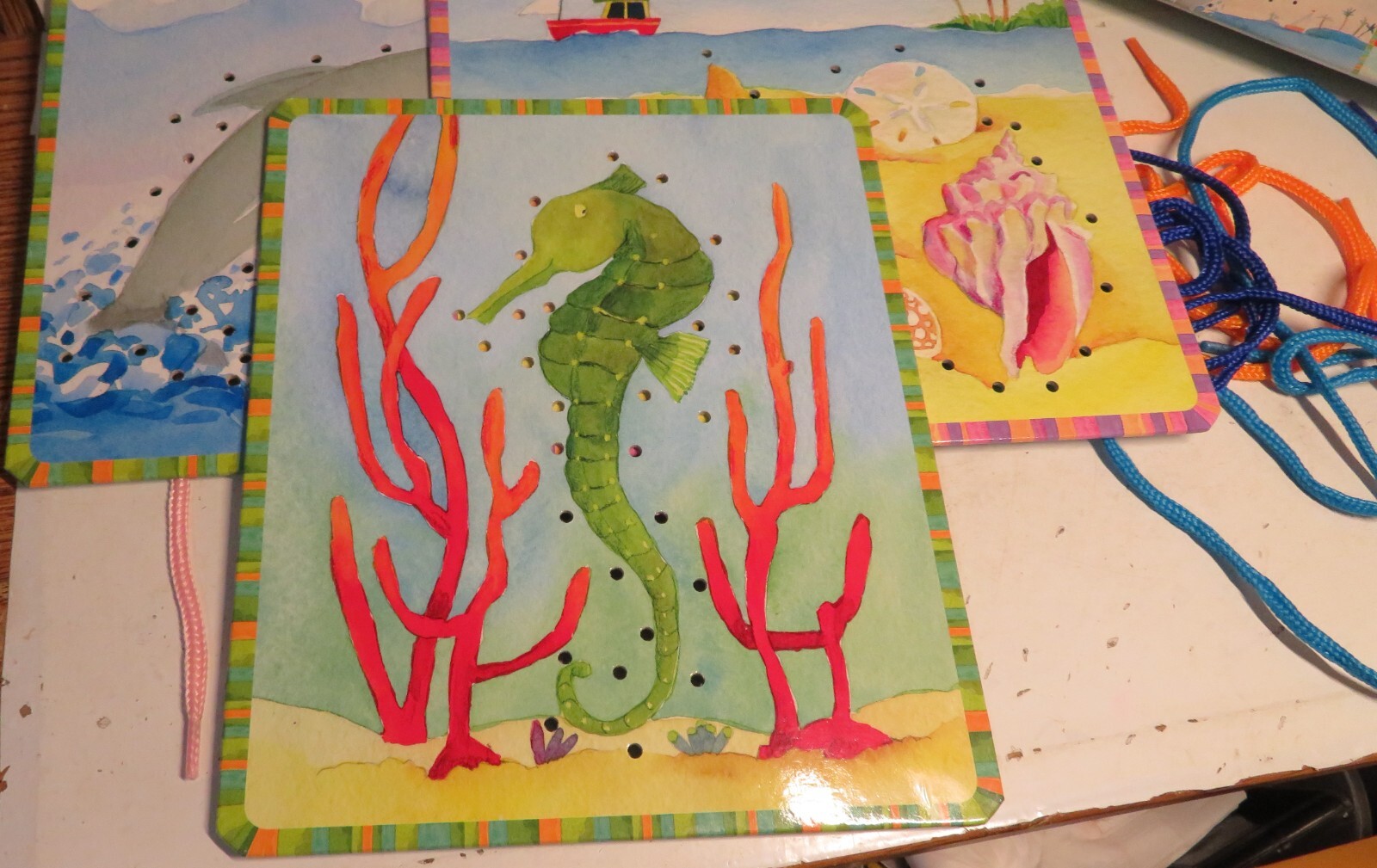 Vintage 2005 EEBOO Under The Sea Lacing Cards LEARNING TOOL EEBOO Kids Game Toy