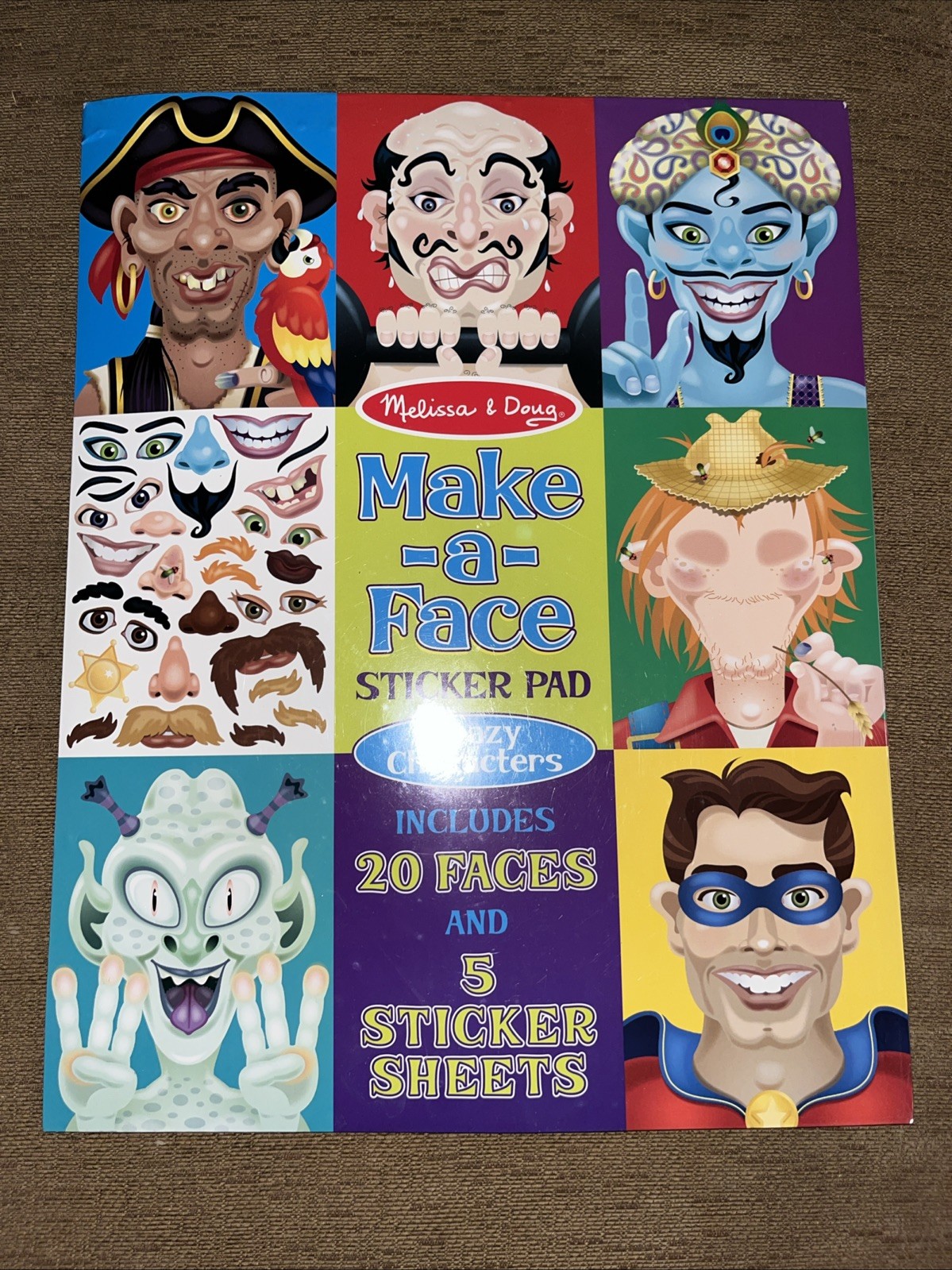 Melissa & Doug Make-a-Face Sticker Pad Crazy Characters 20 Faces New Sealed